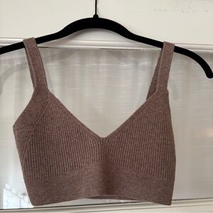 Le Ore Merino Wool Brown Ribbed Knit Bralette